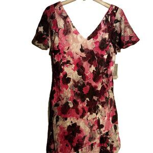 Alex Evenings Dress/Gown  sz 14 Pink/Black/White Floral  Hi-Low  Formal  NWT